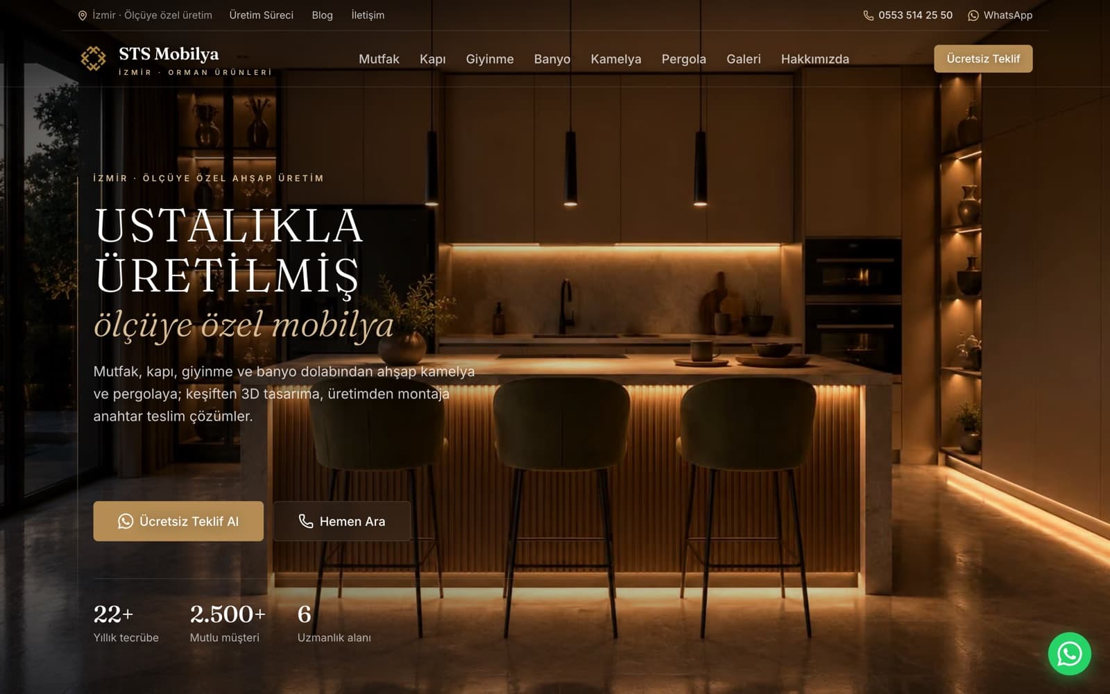 STS Mobilya web sitesi ana sayfası